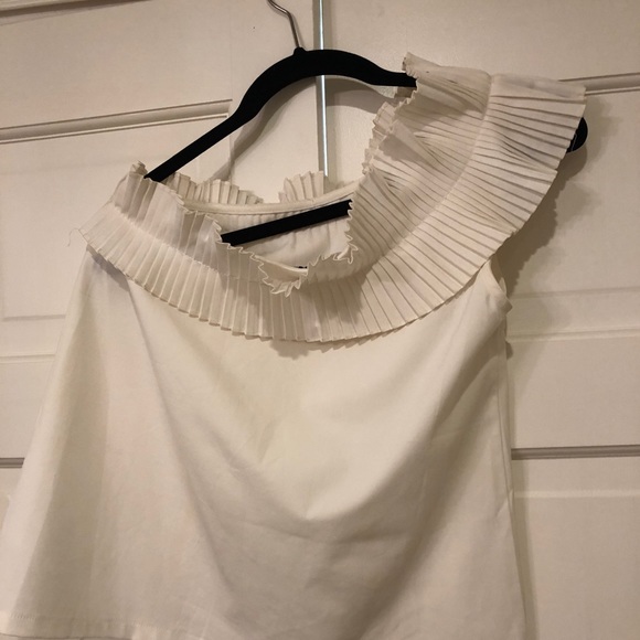 White One Shoulder Ruffle Top - Picture 2 of 2